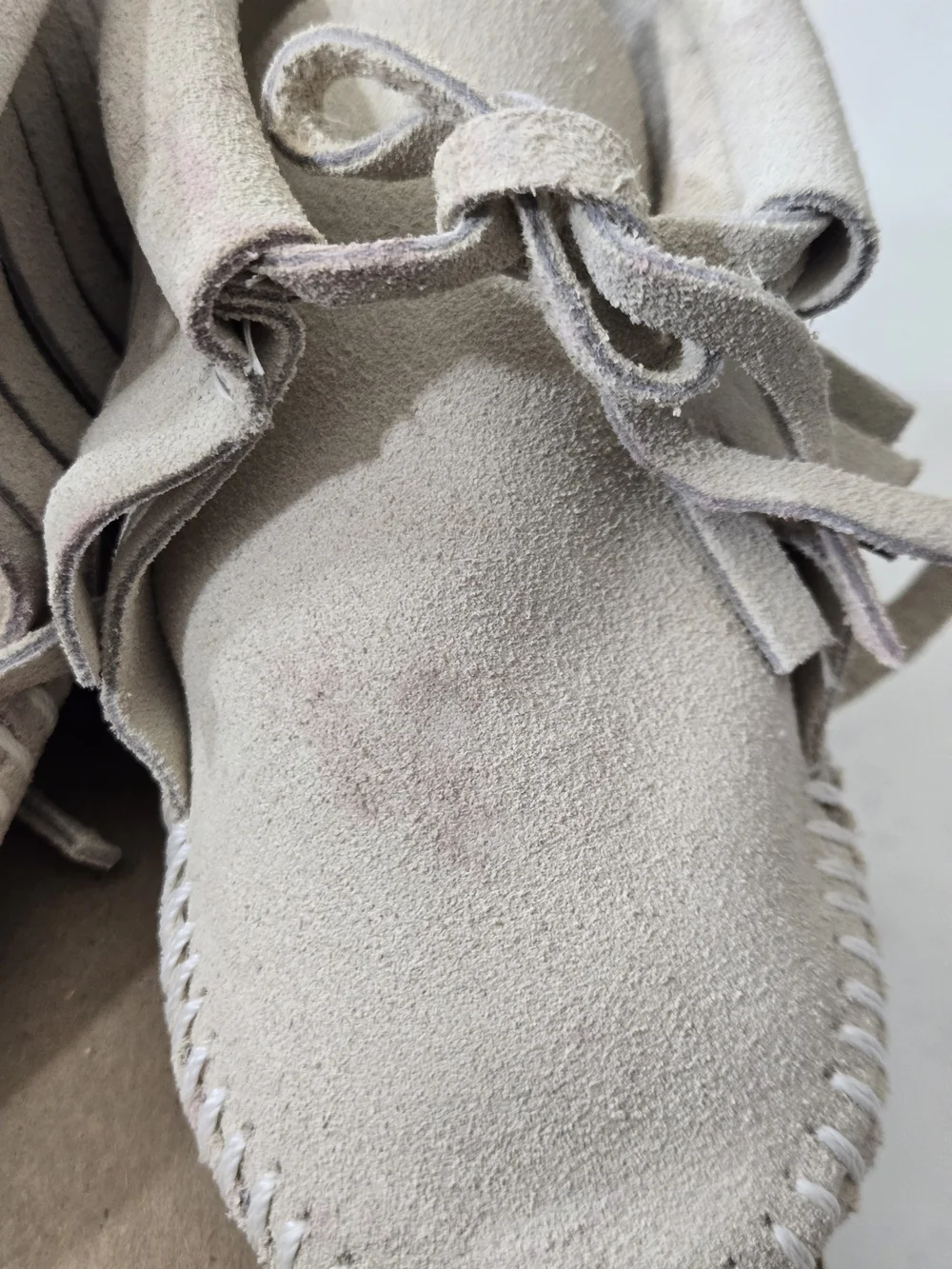 Cherokee Kids Suede Moccasins in Light Beige